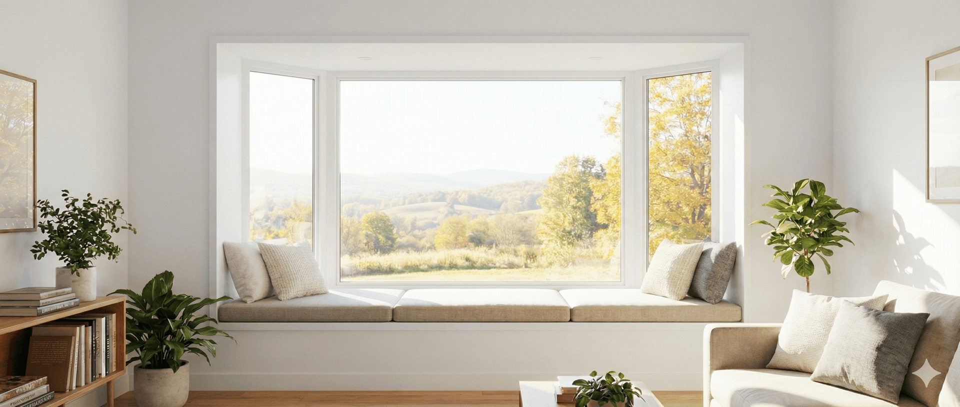 Bay Window Replacement in Cozy Living Room